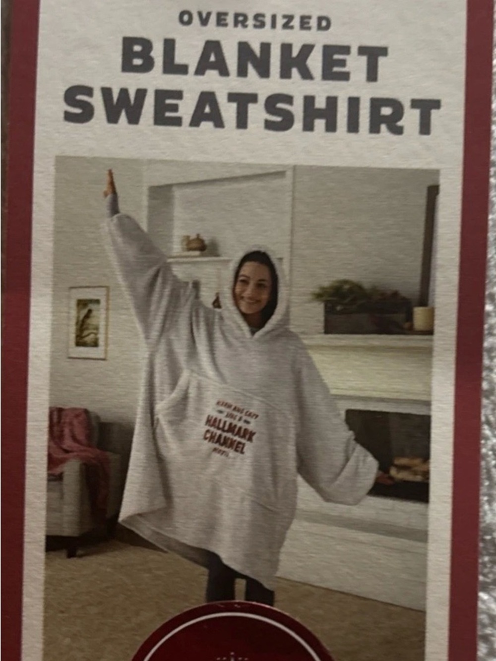Hallmark Channel Oversized Sherpa Holiday Hoodie Blanket Sweatshirt - Picture 2 of 7